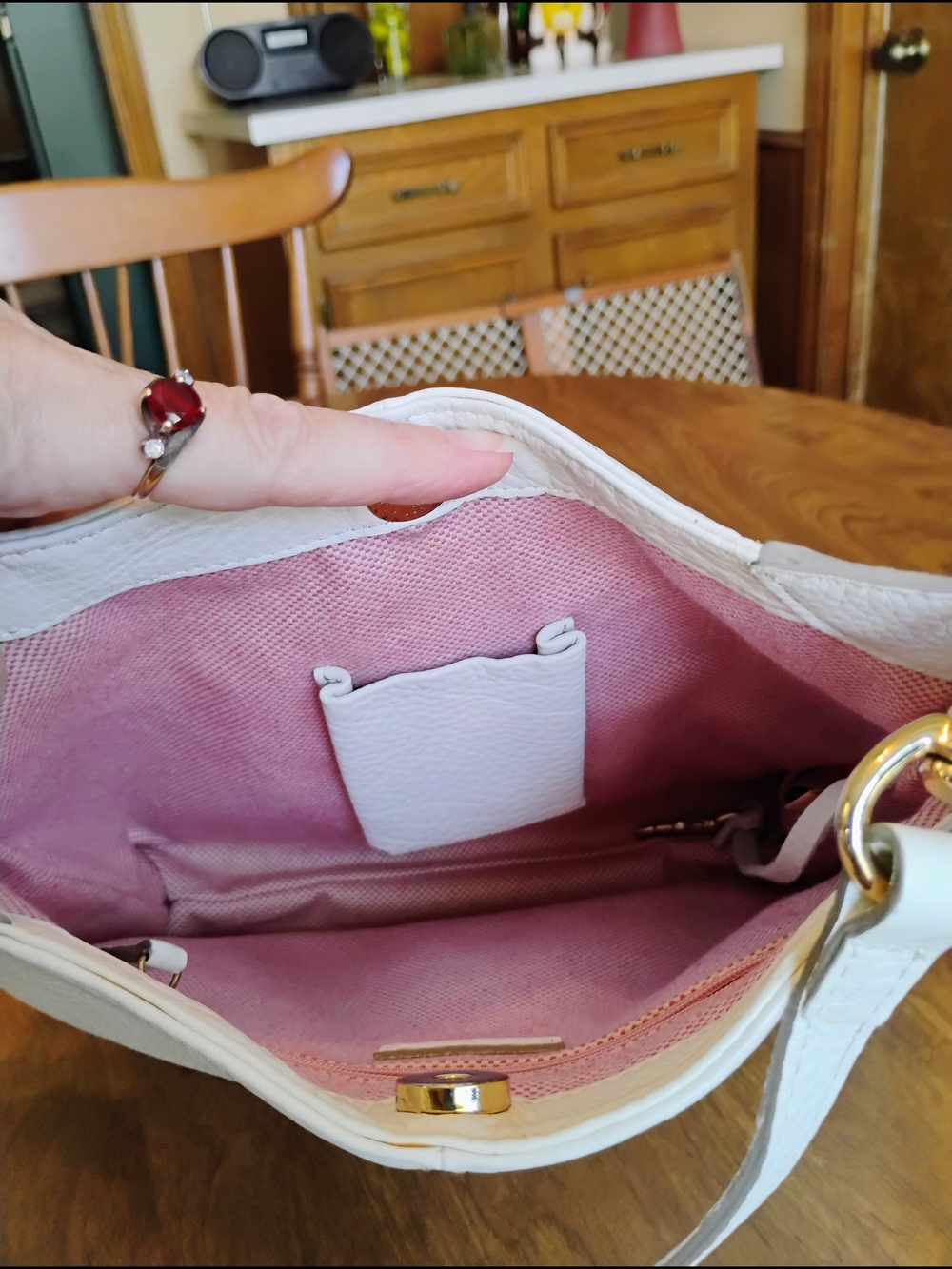 Dooney & Bourke White Pebble Grain Leather "Hobo Corner Buckle" Shoulder Bag - Picture 10 of 13